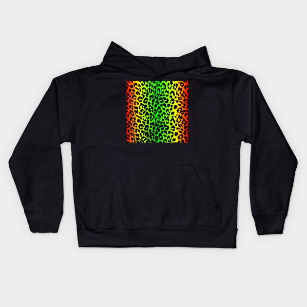 colorful leopard pattern Kids Hoodie by Eric Okore